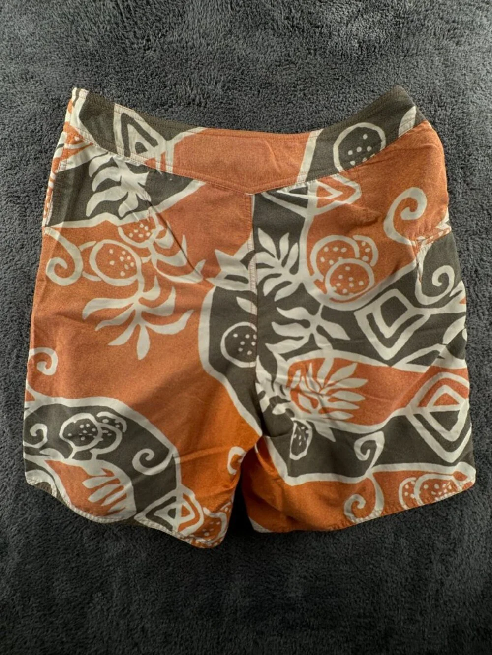 Patagonia Swim Trunk Men Board Shorts Adult Swimming Size 34 Orange Tiki Floral